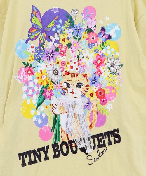 ScoLar(スカラー)の「162670:レースリボン×花ネコプリント 花柄スリット切替ワンピース(ワンピース・レディース・イエロー/ブラック/オフホワイト・M)」の18枚目の写真