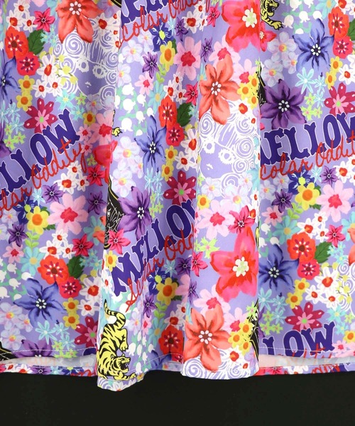ScoLar(スカラー)の「162670:レースリボン×花ネコプリント 花柄スリット切替ワンピース(ワンピース・レディース・イエロー/ブラック/オフホワイト・M)」の7枚目の写真