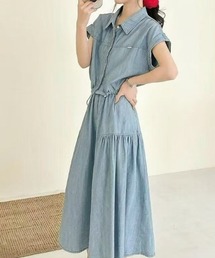 デニムシャツスカートセットアップ