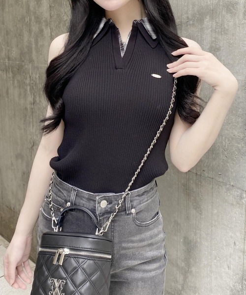 INGNI(イング)の「アソート柄スキッパーノースリニット(ニット/セーター・レディース・ネイビー系3/ブラック系9/ブラック系4・M)」の20枚目の写真