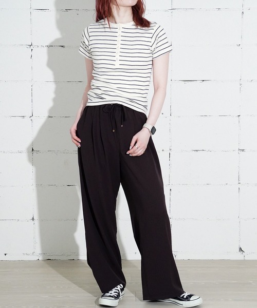 MILLER（ミラー）の「"02"≪Robert P. Miller≫パックT パネルリブ ヘンリーネック Tシャツ（Tシャツ/カットソー・レディース・ホワイト系1/オフホワイト/ブラック/チャコールグレー/ブラック系1・FREE）」の9枚目の写真