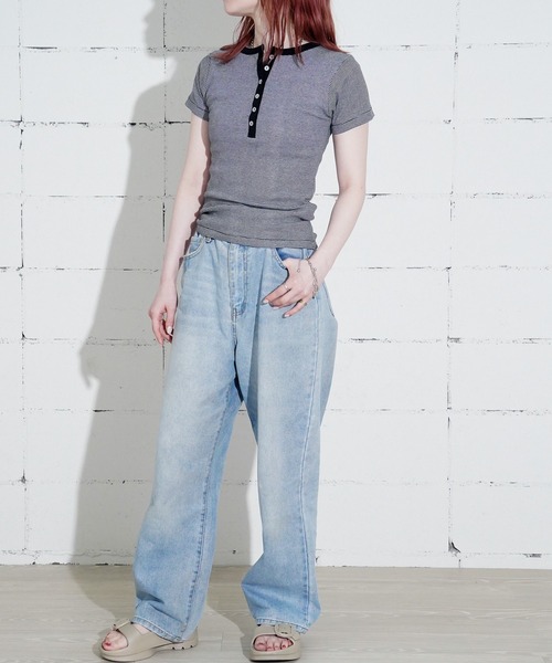 MILLER（ミラー）の「"02"≪Robert P. Miller≫パックT パネルリブ ヘンリーネック Tシャツ（Tシャツ/カットソー・レディース・ホワイト系1/オフホワイト/ブラック/チャコールグレー/ブラック系1・FREE）」の13枚目の写真