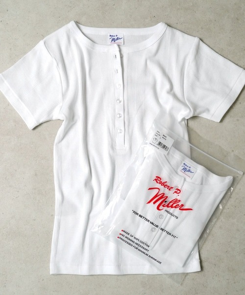 MILLER（ミラー）の「"02"≪Robert P. Miller≫パックT パネルリブ ヘンリーネック Tシャツ（Tシャツ/カットソー・レディース・ホワイト系1/オフホワイト/ブラック/チャコールグレー/ブラック系1・FREE）」の17枚目の写真