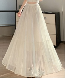 ウエストゴム裾パイピングプリーツスカート