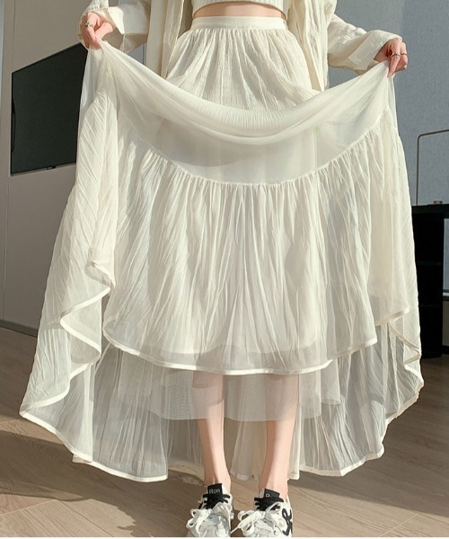 &soiree(アンドソワレ)の「ウエストゴム裾パイピングプリーツスカート(スカート・レディース・アイボリー・SMALL/X-LARGE/LARGE/MEDIUM)」の4枚目の写真
