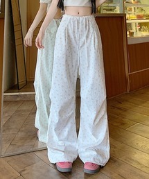 【2026SS新作】小花柄イージーワイドパンツ ゆるっと美脚見え ナチュラルフラワーワイドパンツ
