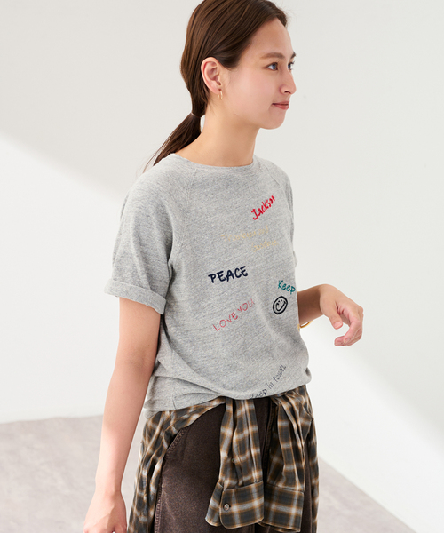 FRAMeWORK(フレームワーク)の「スラブ天竺刺繍ラグランTEE(Tシャツ/カットソー・レディース・グレー・FREE)」の7枚目の写真