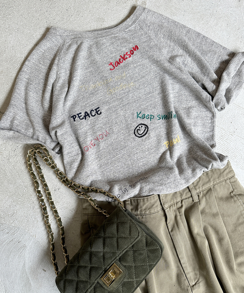 FRAMeWORK(フレームワーク)の「スラブ天竺刺繍ラグランTEE(Tシャツ/カットソー・レディース・グレー・FREE)」の13枚目の写真