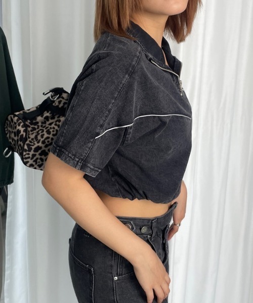 ROGER AND RAW(ロジャーアンドロウ)の「パイピングロゴ刺繍 ハイネック半袖トップス(Tシャツ/カットソー・レディース・ホワイト/ブラック/グリーン/ネイビー・FREE)」の20枚目の写真