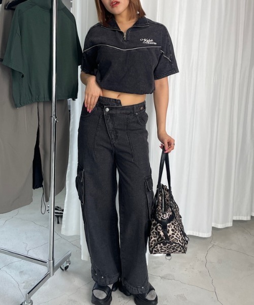 ROGER AND RAW(ロジャーアンドロウ)の「パイピングロゴ刺繍 ハイネック半袖トップス(Tシャツ/カットソー・レディース・ホワイト/ブラック/グリーン/ネイビー・FREE)」の17枚目の写真