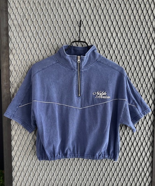 ROGER AND RAW(ロジャーアンドロウ)の「パイピングロゴ刺繍 ハイネック半袖トップス(Tシャツ/カットソー・レディース・ホワイト/ブラック/グリーン/ネイビー・FREE)」の11枚目の写真