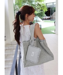 Pile tote bag with mini pouch