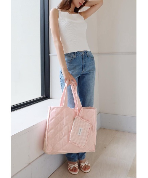 LUDICRUM（ルーディクルム）の「Pile tote bag with mini pouch（トートバッグ・レディース・ピンク/ネイビー/グレー・FREE）」の12枚目の写真