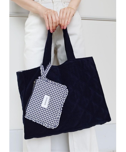 LUDICRUM（ルーディクルム）の「Pile tote bag with mini pouch（トートバッグ・レディース・ピンク/ネイビー/グレー・FREE）」の7枚目の写真