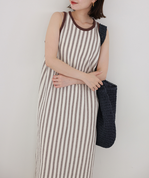 SLOBE IENA(スローブイエナ)の「《シリーズあり》パイル風ストライプ アメスリワンピース(ワンピース・レディース・アイボリー・FREE)」の7枚目の写真