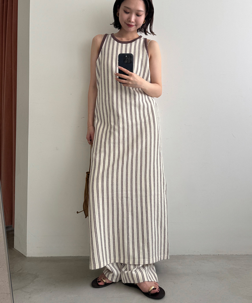 SLOBE IENA(スローブイエナ)の「《シリーズあり》パイル風ストライプ アメスリワンピース(ワンピース・レディース・アイボリー・FREE)」の14枚目の写真