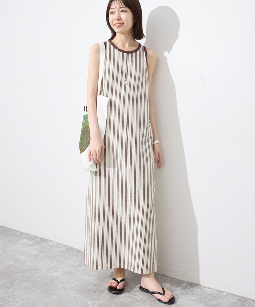 SLOBE IENA(スローブイエナ)の「《シリーズあり》パイル風ストライプ アメスリワンピース(ワンピース・レディース・アイボリー・FREE)」の19枚目の写真