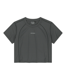 Wクーリアアスキンクロップ半袖Tシャツ-チャコール
