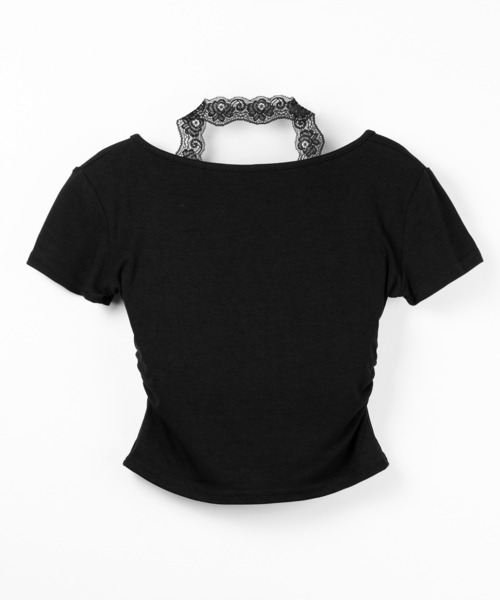 me+em select(ミームセレクト)の「【 3color 】レースレイヤードホルターヘンリーネック半袖Tシャツ / lace layered halter henley neck short sleeve T-shirt(Tシャツ/カットソー・レディース・ブラック/ホワイト/グレー・FREE)」の13枚目の写真