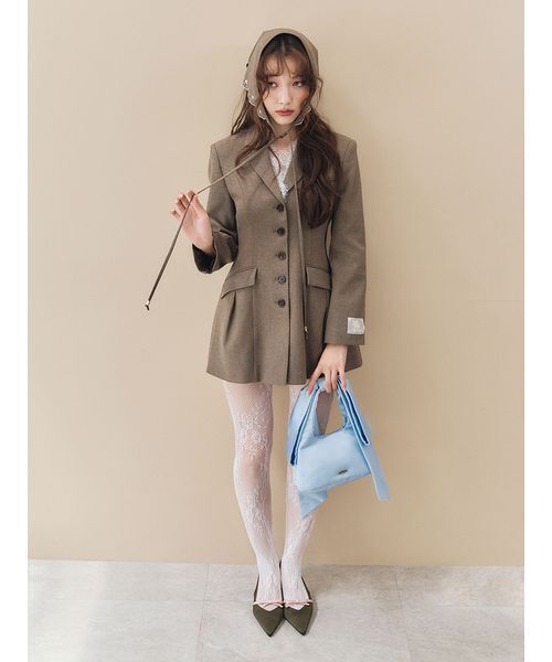 LILY BROWN（リリーブラウン）の「アタッチドレースジャケットミニワンピース（ワンピース・レディース・ベージュ/グレー/ブラック・F）」の9枚目の写真