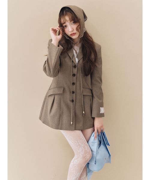 LILY BROWN（リリーブラウン）の「アタッチドレースジャケットミニワンピース（ワンピース・レディース・ベージュ/グレー/ブラック・F）」の10枚目の写真