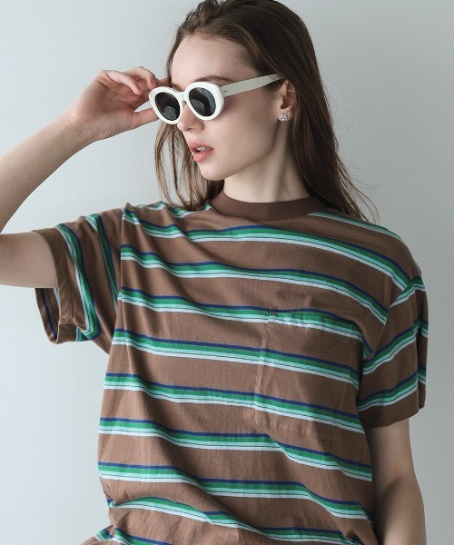 DONOBAN(ドノバン)の「【ELME】Vintage Stripe Balloon Tee / 2カラー(Tシャツ/カットソー・レディース・ブラウン/グレー・M/S)」の15枚目の写真