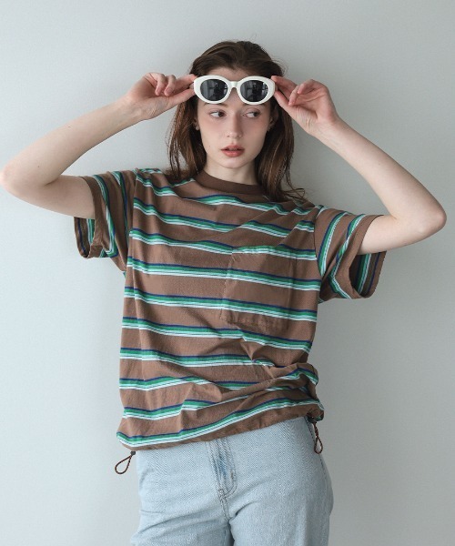 DONOBAN(ドノバン)の「【ELME】Vintage Stripe Balloon Tee / 2カラー(Tシャツ/カットソー・レディース・ブラウン/グレー・M/S)」の16枚目の写真