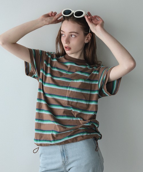 DONOBAN(ドノバン)の「【ELME】Vintage Stripe Balloon Tee / 2カラー(Tシャツ/カットソー・レディース・ブラウン/グレー・M/S)」の17枚目の写真