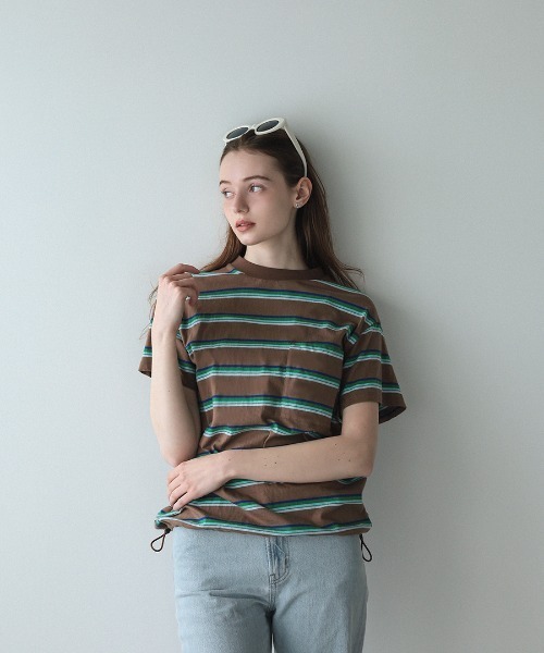 DONOBAN(ドノバン)の「【ELME】Vintage Stripe Balloon Tee / 2カラー(Tシャツ/カットソー・レディース・ブラウン/グレー・M/S)」の18枚目の写真