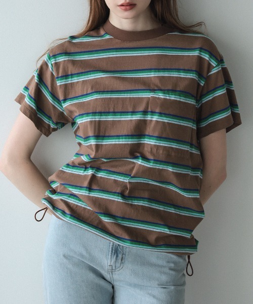 DONOBAN(ドノバン)の「【ELME】Vintage Stripe Balloon Tee / 2カラー(Tシャツ/カットソー・レディース・ブラウン/グレー・M/S)」の19枚目の写真