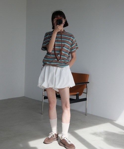 DONOBAN(ドノバン)の「【ELME】Vintage Stripe Balloon Tee / 2カラー(Tシャツ/カットソー・レディース・ブラウン/グレー・M/S)」の13枚目の写真