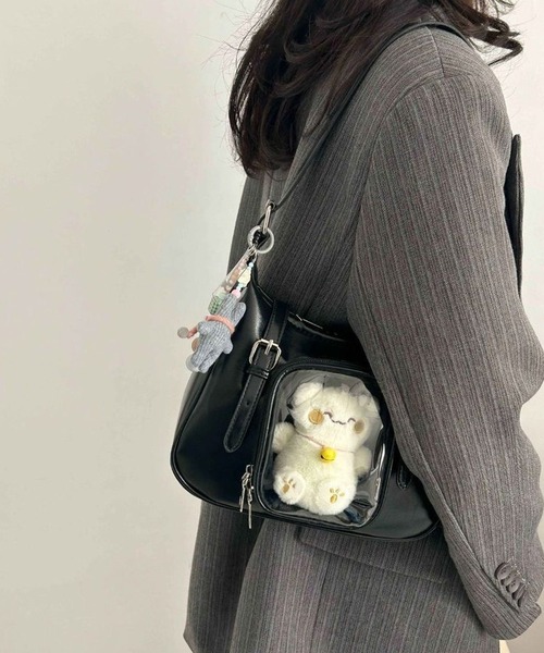 CANVAS+（キャンバスプラス）の「【CANVAS+】ぬい収納クリアポケット推し活ミニショルダーバッグ（ショルダーバッグ・レディース・シルバー/ブラック・FREE）」の19枚目の写真