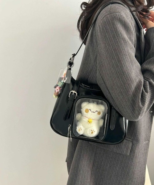 CANVAS+（キャンバスプラス）の「【CANVAS+】ぬい収納クリアポケット推し活ミニショルダーバッグ（ショルダーバッグ・レディース・シルバー/ブラック・FREE）」の20枚目の写真