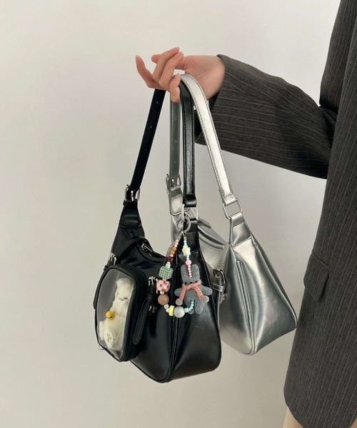 CANVAS+（キャンバスプラス）の「【CANVAS+】ぬい収納クリアポケット推し活ミニショルダーバッグ（ショルダーバッグ・レディース・シルバー/ブラック・FREE）」の5枚目の写真