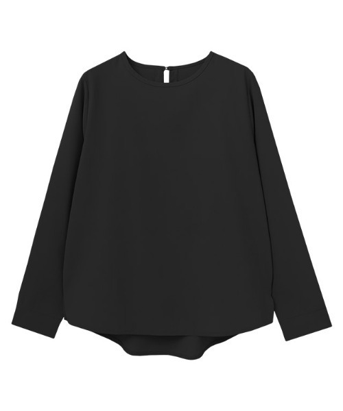 Pierrot(ピエロ)の「イージーケア クルーネックジョーゼットベーシックTブラウス(シャツ/ブラウス・レディース・オフホワイト/ライトグレー/チャコール/ブラック・L/M/LL)」の6枚目の写真