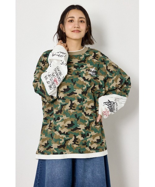 RODEO CROWNS WIDE BOWL(ロデオクラウンズワイドボウル)の「スターレイヤードロングスリーブTシャツ(Tシャツ/カットソー・レディース・カモフラージュ/ピンク系その他/ブラック/オフホワイト・LARGE/MEDIUM)」の5枚目の写真