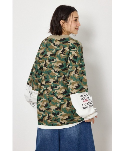 RODEO CROWNS WIDE BOWL(ロデオクラウンズワイドボウル)の「スターレイヤードロングスリーブTシャツ(Tシャツ/カットソー・レディース・カモフラージュ/ピンク系その他/ブラック/オフホワイト・LARGE/MEDIUM)」の7枚目の写真