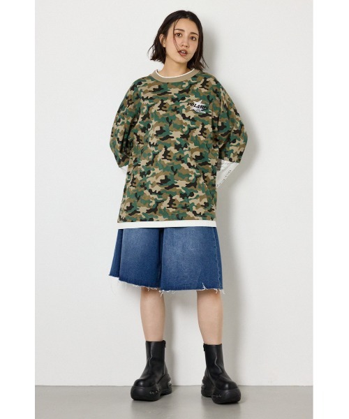 RODEO CROWNS WIDE BOWL(ロデオクラウンズワイドボウル)の「スターレイヤードロングスリーブTシャツ(Tシャツ/カットソー・レディース・カモフラージュ/ピンク系その他/ブラック/オフホワイト・LARGE/MEDIUM)」の8枚目の写真