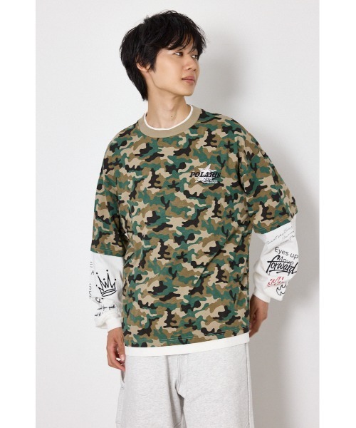 RODEO CROWNS WIDE BOWL(ロデオクラウンズワイドボウル)の「スターレイヤードロングスリーブTシャツ(Tシャツ/カットソー・レディース・カモフラージュ/ピンク系その他/ブラック/オフホワイト・LARGE/MEDIUM)」の10枚目の写真