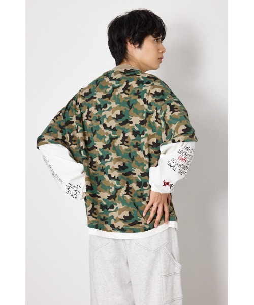 RODEO CROWNS WIDE BOWL(ロデオクラウンズワイドボウル)の「スターレイヤードロングスリーブTシャツ(Tシャツ/カットソー・レディース・カモフラージュ/ピンク系その他/ブラック/オフホワイト・LARGE/MEDIUM)」の13枚目の写真