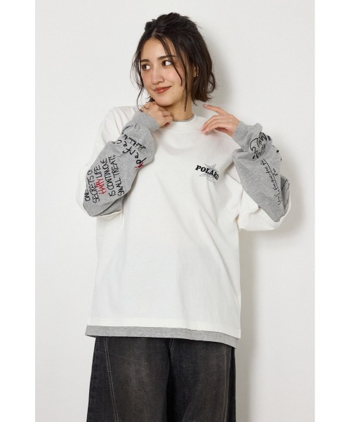 RODEO CROWNS WIDE BOWL(ロデオクラウンズワイドボウル)の「スターレイヤードロングスリーブTシャツ(Tシャツ/カットソー・レディース・カモフラージュ/ピンク系その他/ブラック/オフホワイト・LARGE/MEDIUM)」の16枚目の写真
