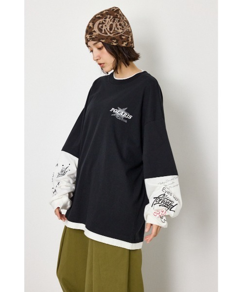 RODEO CROWNS WIDE BOWL(ロデオクラウンズワイドボウル)の「スターレイヤードロングスリーブTシャツ(Tシャツ/カットソー・レディース・カモフラージュ/ピンク系その他/ブラック/オフホワイト・LARGE/MEDIUM)」の21枚目の写真