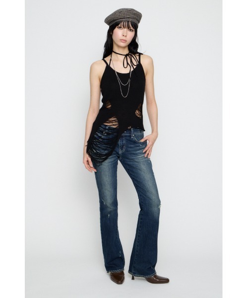 LAGUA GEM（ラグアジェム）の「CRASH KNIT CAMI トップス（キャミソール・レディース・オフホワイト/ブラック/カーキ・FREE）」の20枚目の写真
