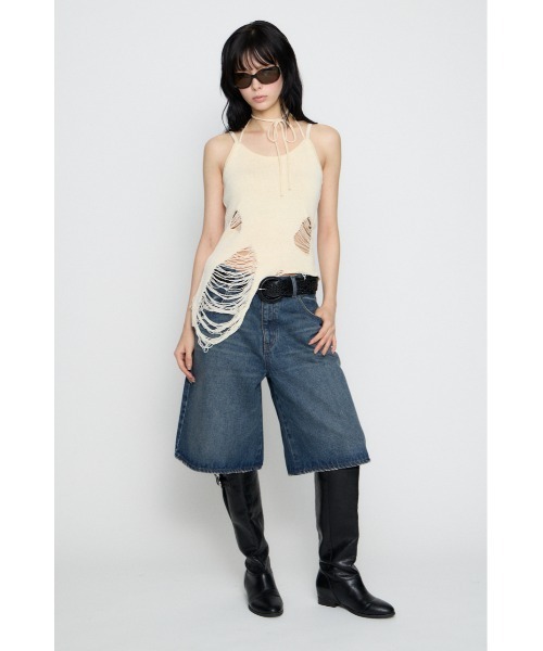 LAGUA GEM（ラグアジェム）の「CRASH KNIT CAMI トップス（キャミソール・レディース・オフホワイト/ブラック/カーキ・FREE）」の11枚目の写真