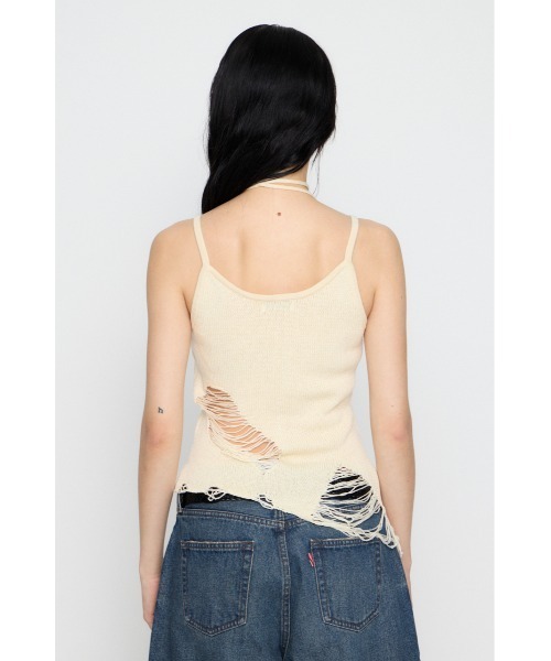 LAGUA GEM（ラグアジェム）の「CRASH KNIT CAMI トップス（キャミソール・レディース・オフホワイト/ブラック/カーキ・FREE）」の14枚目の写真