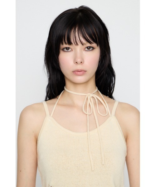 LAGUA GEM（ラグアジェム）の「CRASH KNIT CAMI トップス（キャミソール・レディース・オフホワイト/ブラック/カーキ・FREE）」の15枚目の写真