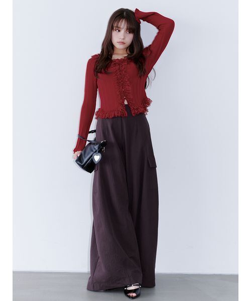 SNIDEL(スナイデル)の「【ベストセラー/多色展開あり】フリルニットプルオーバー(ニット/セーター・レディース・ブラウン/イエロー/グレー/レッド/ブラック/ライトグレー/ライトブルー/マルチ/ライトピンク/アイボリー/ピンクベージュ・F)」の12枚目の写真