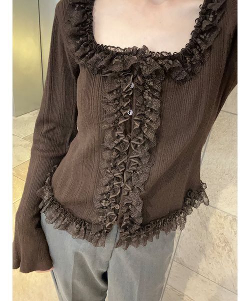 SNIDEL(スナイデル)の「【ベストセラー/多色展開あり】フリルニットプルオーバー(ニット/セーター・レディース・ブラウン/イエロー/グレー/レッド/ブラック/ライトグレー/ライトブルー/マルチ/ライトピンク/アイボリー/ピンクベージュ・F)」の20枚目の写真