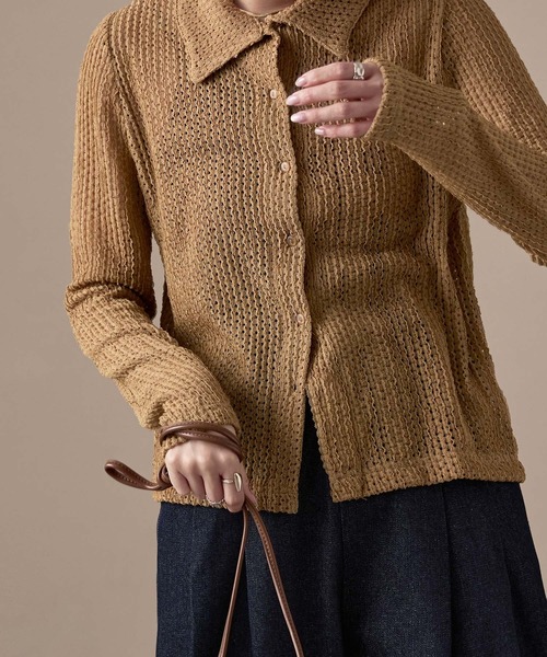Fashion Letter(ファッションレター)の「ストレッチレース長袖シャツ(カーディガン/ボレロ・レディース・イエロー/ブラック/ホワイト/モカ・M)」の5枚目の写真