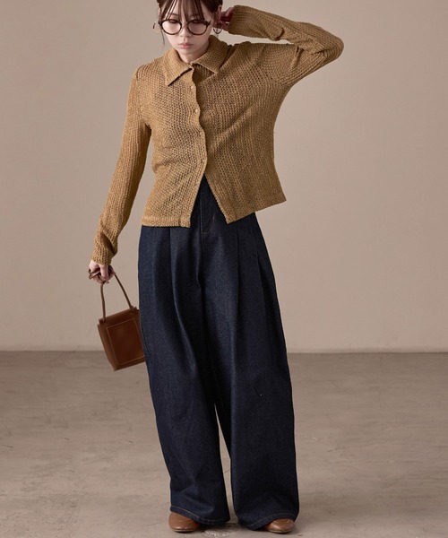 Fashion Letter(ファッションレター)の「ストレッチレース長袖シャツ(カーディガン/ボレロ・レディース・イエロー/ブラック/ホワイト/モカ・M)」の7枚目の写真